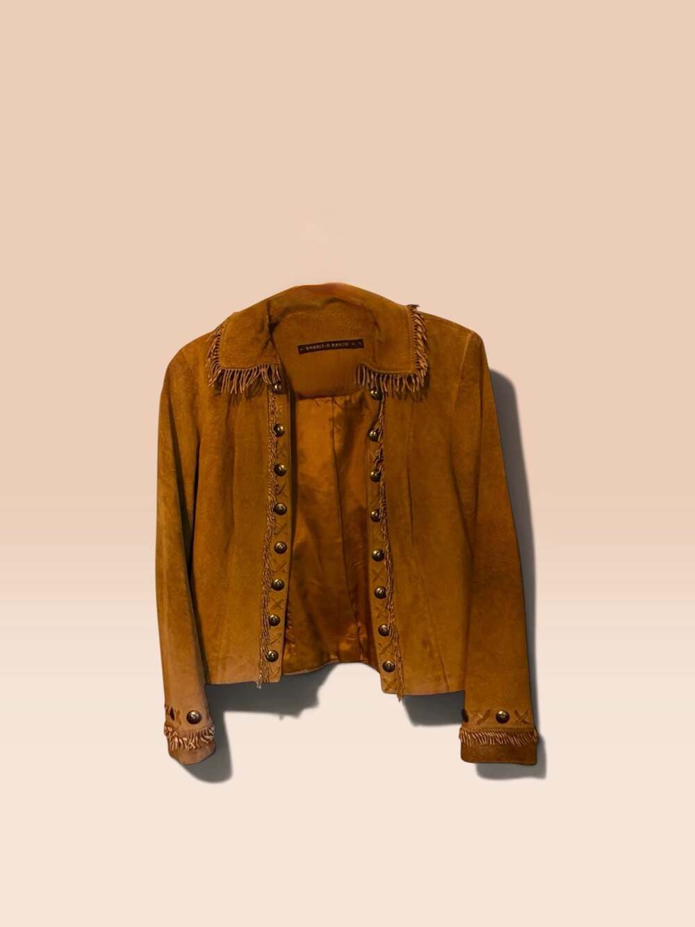 Double D Ranch Tan Suede Fringe Cowgirl Jacket Size S